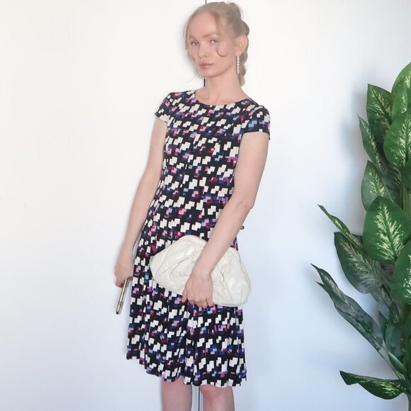 Eliza J. Cap Sleeve Geometric Print A-line Mini Dress Size 0P - Picture 6 of 15